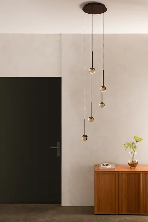 Lucide CALINA - Pendant light - Ø 41,9 cm - LED Dim. - CCT - 5x8,2W 2200K/3300K - With replaceable LED module - Amber - Premium - atmosphere 2